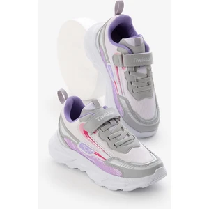 Çocuk Unisex Gri Lila Eva Faylon Taban Desenli Cırtlı Lastik Bağcıklı Spor Ayakkabı