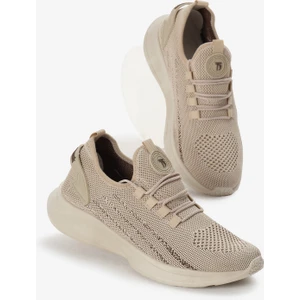 Unisex Bej Termo Taban Şerit Detaylı Bağcıklı Triko Spor Ayakkabı