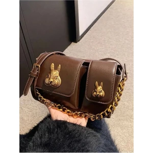 Kadın Kahverengi Sincap Aksesuar Detaylı Tasarım Baget Çanta