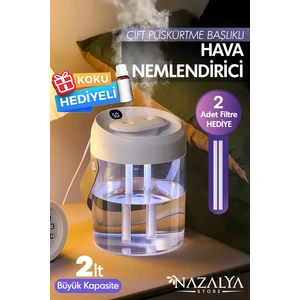 2 Litre Typ-C Girişli Işıklı Ultrasonik Hava Nemlendirici Buhar Makinesi Dijital