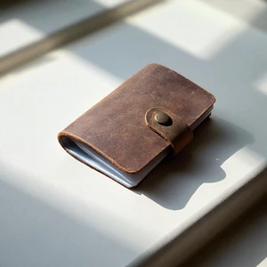 Kredi Kartlık Hakiki Deri Içi Şeffaf 10-20 Bölmeli Hediyelik Kartlık Küçük Kartvizitlik ( 9 x 7 cm ) Taba