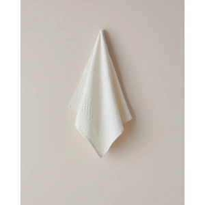 Border Check Pamuk Yüz Havlusu 50X80 cm Fildişi