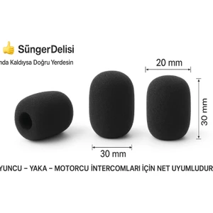  3 ADET Mikrofon Köpük Süngeri - Kask Içi Intercom ve yaka için uyumlu 