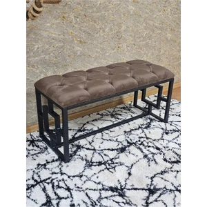 Siyah Boyalı Içi Kareli Diktörtgen 100 cm x 40 cm Oturak Puf - Bench - Makyaj Oturağı - Oturak Kahverengi Renk 100 x 40 Boyut/ebat
