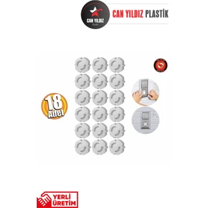 Can Yıldız Plastik Priz Kapağı, Bebek ve Çocuk Güvenlik Koruma Piriz Kapatıcı, Priz Koruyucu - 18 Adet
