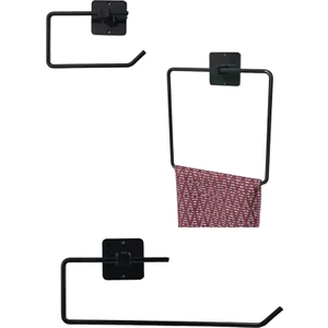 Yapışkanlı Tuvalet Kağıdı+Kağıt Havlu+Kare Havlu Tutucu Askı 3'lü Set