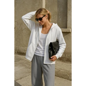 Kadın Fermuarlı Kapüşonlu Cepli Içi Polarlı Sweatshirt