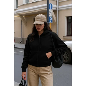 Kadın Fermuarlı Kapüşonlu Cepli Içi Polarlı Sweatshirt