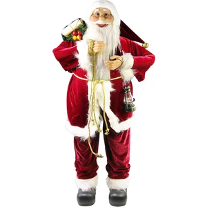 Kadife Ceketli Noel Baba Bordo 90CM