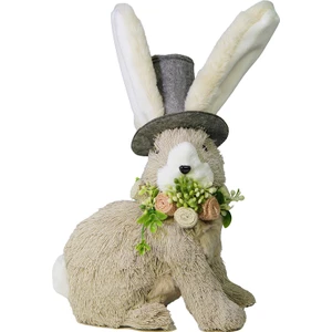 Silindir Şapkalı Çiçek Kolyeli Tavşan 35 cm