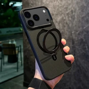 Apple iPhone 17 Pro Max Uyumlu Kılıf Zebana Best Karbon Fiber Kılıf (Kablosuz Şarj Destekli) Siyah