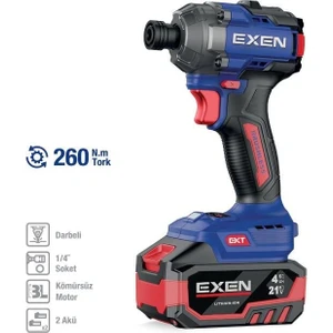 En 264 Vd 21 V. 4 Ah. 260 Nm. Kömürsüz Darbeli Şarjlı Vidalama