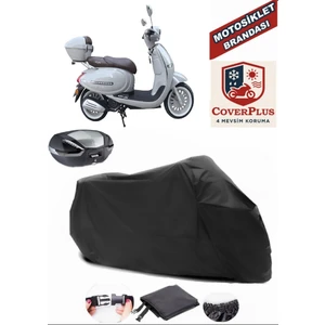 Arora Ar 50 Cappuccino Branda Siyah Arka Çanta Uyumlu(Topcase) Motosiket Brandası Motor Örtüsü Çadır Su Geçirmez Motosiklet Kılıfı Motor Brandası,lastikli,taşıma Torbalı