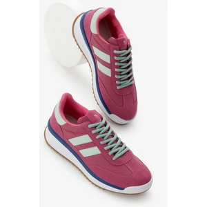 Unisex Fuşya Termo Taban Çift Şeritli Bağcıklı Spor Ayakkabı