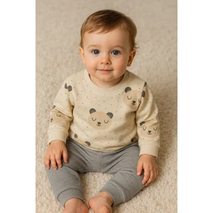 Erkek Bebek Ayıcık  Desenli 2 Iplik Mevsimlik Alt&üst Takım 9-12 Ay