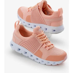 Unisex Pudra Tasarım Termo Taban Şeritli Nefes Alabilen Kumaş Bağcıklı Spor Ayakkabı