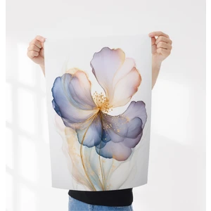 Çerçevesiz Poster , Ebruli Çiçek Posteri, Dijital Baskı Çiçek Poster , Ofis, Salon Dekorasyon Poster