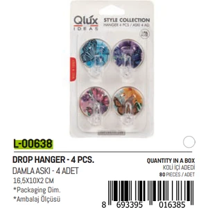 Gold Bazaar 4 Parça Damla Küçük Yapışkan Askı 4764