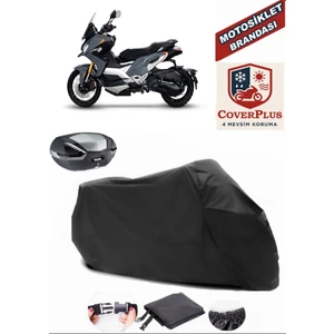 Peugeot Xp 400 Branda Siyah Arka Çanta Uyumlu(Topcase) Motosiket Brandası Motor Örtüsü Çadır Su Geçirmez Motosiklet Kılıfı Motor Brandası,lastikli,taşıma Torbalı