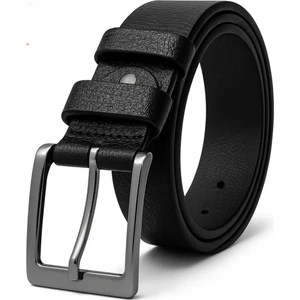 Hakiki Deri Kumaş Pantolon Kemeri Siyah Nikel Tokalı /3.3 cm 