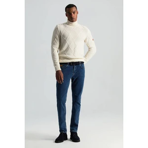 Kaşmir Karışım Kışlık Mavi Denim Pantolon