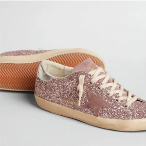 Golden Goose - Super Star Pink Glitter With Suede Star - Pembe Simli - Kadın Sneaker