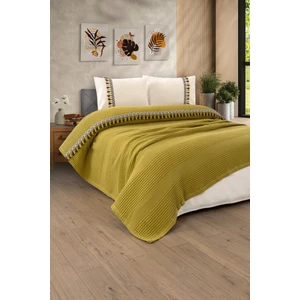 Çift Kişilik 4 Parça Püsküllü Havuz Pike Takımı - Tiffany - Hardal