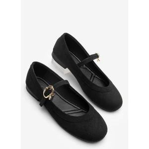 Kadın Tokalı Babet Meladi Siyah Süet