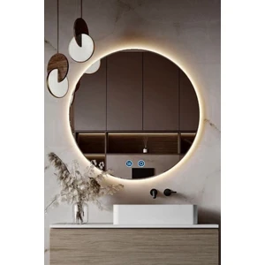80 cm Yuvarlak Akıllı Banyo Aynası – Buhar Tutmayan, 3 Renk Ledli