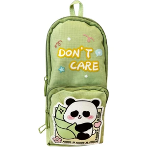 Panda Baskılı Kalem Çantası Yeşil Kalem Kutu