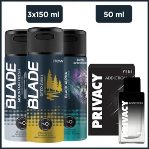 Addiction Men Edt  50 ml & Blade Deep Chill, Mountain Fresh, Black Alpha 3X150 ml