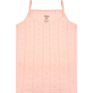 Kız Çocuk Atlet Ribana Ince Askılı Jakarlı Desen (%100 Pamuk)