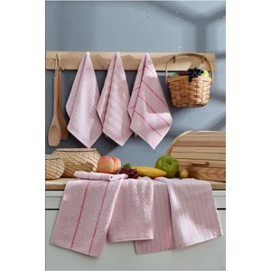 6 Parça %100 Pamuk 30 x 50CM Pembe Mutfak Havlusu Seti Mutfak Kurulama Bezi Seti Alantech
