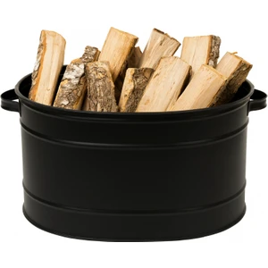 Oval Metal Odun Kovası | Siyah