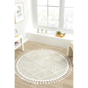 Krem Bej Yuvarlak Dokuma Halı Yolluk Antre Oturma Odası Salon Mutfak Halısı Yuvarlak