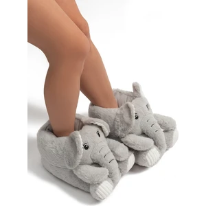 Elfi Kadın Hayvanlı Panduf Gri 36/41