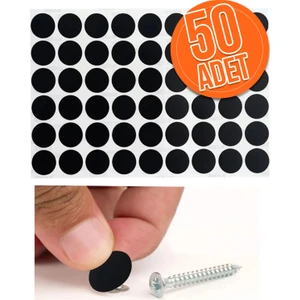 Yapışkanlı Yapıştırma Vida Tapası Tıpası Siyah Vida Kapatıcı Kapağı (50 Adet)