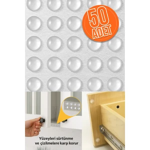 50’li 10MM Yapışkanlı Şeffaf Silikon Ses Stoperi Dolap Çekmece Tamponu Koruyucu