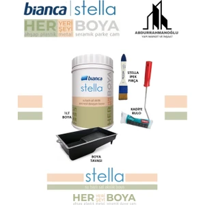 Stella Su Bazlı Saf Akrilik Boya ( 4 Parça Set ) Dolap-fayans-cam-plastik-ahşap-duvar-kapı