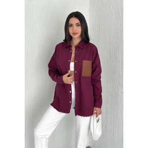 Kadın Püskül Detaylı Renk Bloklu Oversize Kot Gömlek – Katmanlı Stil