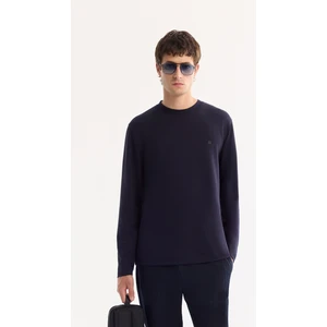 Avva Erkek Lacivert Bisiklet Yaka Viskon Karışımlı Bi-Stretch Basic Regular Fit Sweatshirt B001081