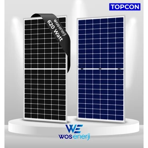Wos Enerji 620 W Watt Güneş Paneli Half-Cut Topcon Çift Cam Solar Panel (Çift Yönlü)
