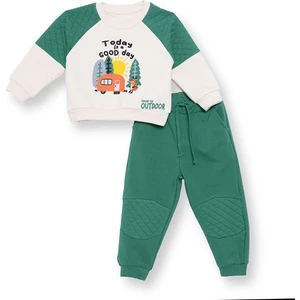 Hellobaby Erkek Bebek Camp Life Eşofman Takımı Bisiklet Yaka Uzun Kol Ribana Paça