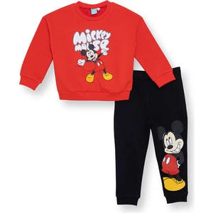 Erkek Bebek Eşofman Takımı Şardonlu Bisiklet Yaka Uzun Kol Ribanalı Paça