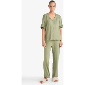 Pijama Takımı Regular Fit Kısa Kollu Üst Uzun Alt F7559AX25AU