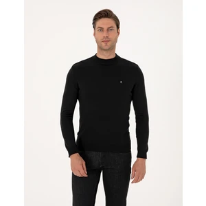 Pierre Cardin Erkek Siyah Slim Fit Çeyrek Yaka Basic Triko Kazak 50314188-VR046