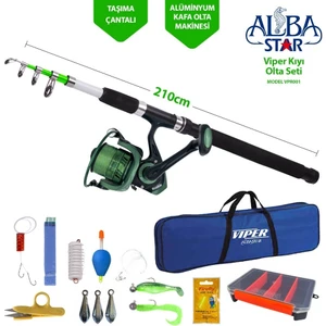 Albastar Viper Kıyı Olta Seti 210 cm 50-100 g – Maksimum Atış Mesafeli, Alüminyum Kafalı, Ergonomik Saplı Model VPR001