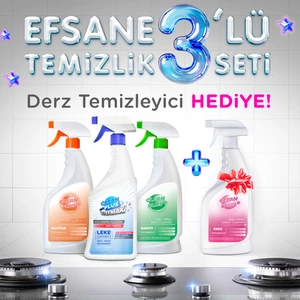 Clean Plus+ Efsane 3'lü Temizlik Seti Mutfak Temizleyici, Leke Çıkarıcı ve Banyo Temizleyici