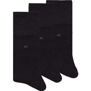 Pamuklu Antrasit Üçlü Çorap Seti