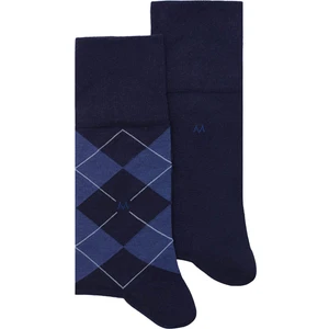 Baklava Desenli Lacivert Pamuk Ikili Çorap Seti